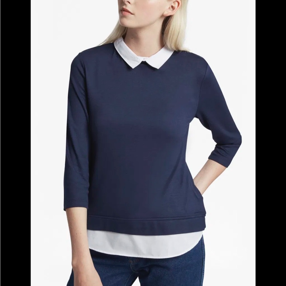 French Connection Short Sleeve Collared Top S